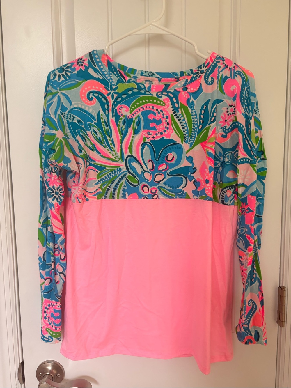 Lilly Pulitzer Pink Finn Long Sleeve-Prosecco Pink Pinking Positive